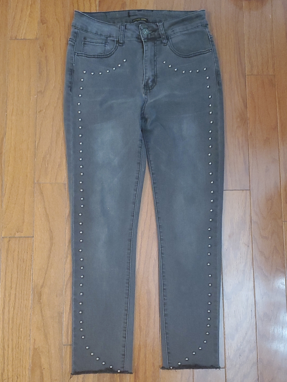 Studded High-Rise Gray Women's Jeans Size 28